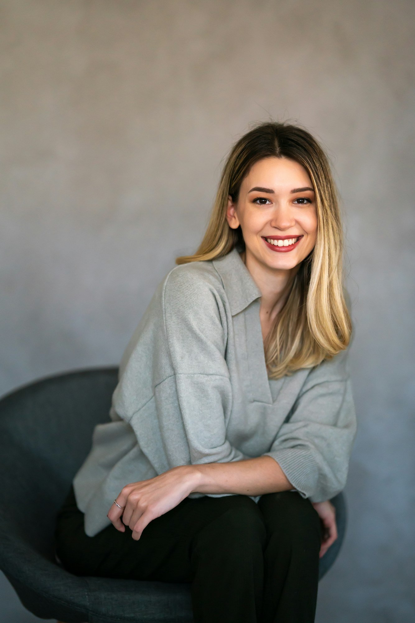 Happy confident professional business woman in office, portrait. Smiling lady corporate leader