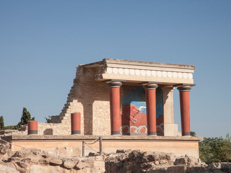 Ruins of Knossos with fresco, Crete, Greece
